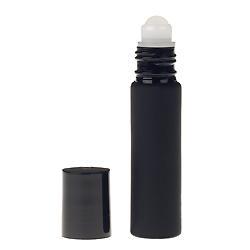 (Set of 3) 1/3 Ounce Frosted Black w/Black Cap Roll On Bottle